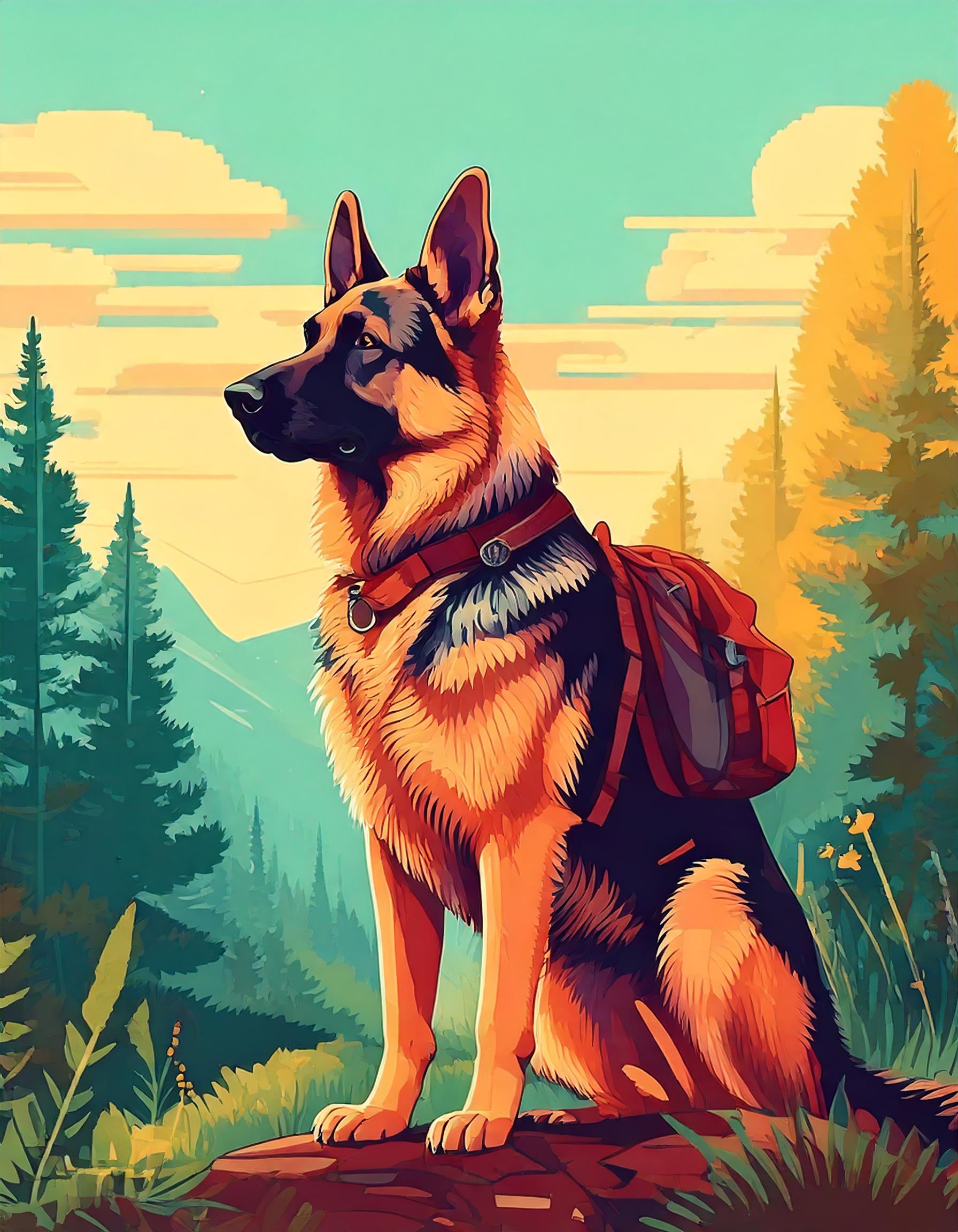Malen nach Zahlen Wanderhund