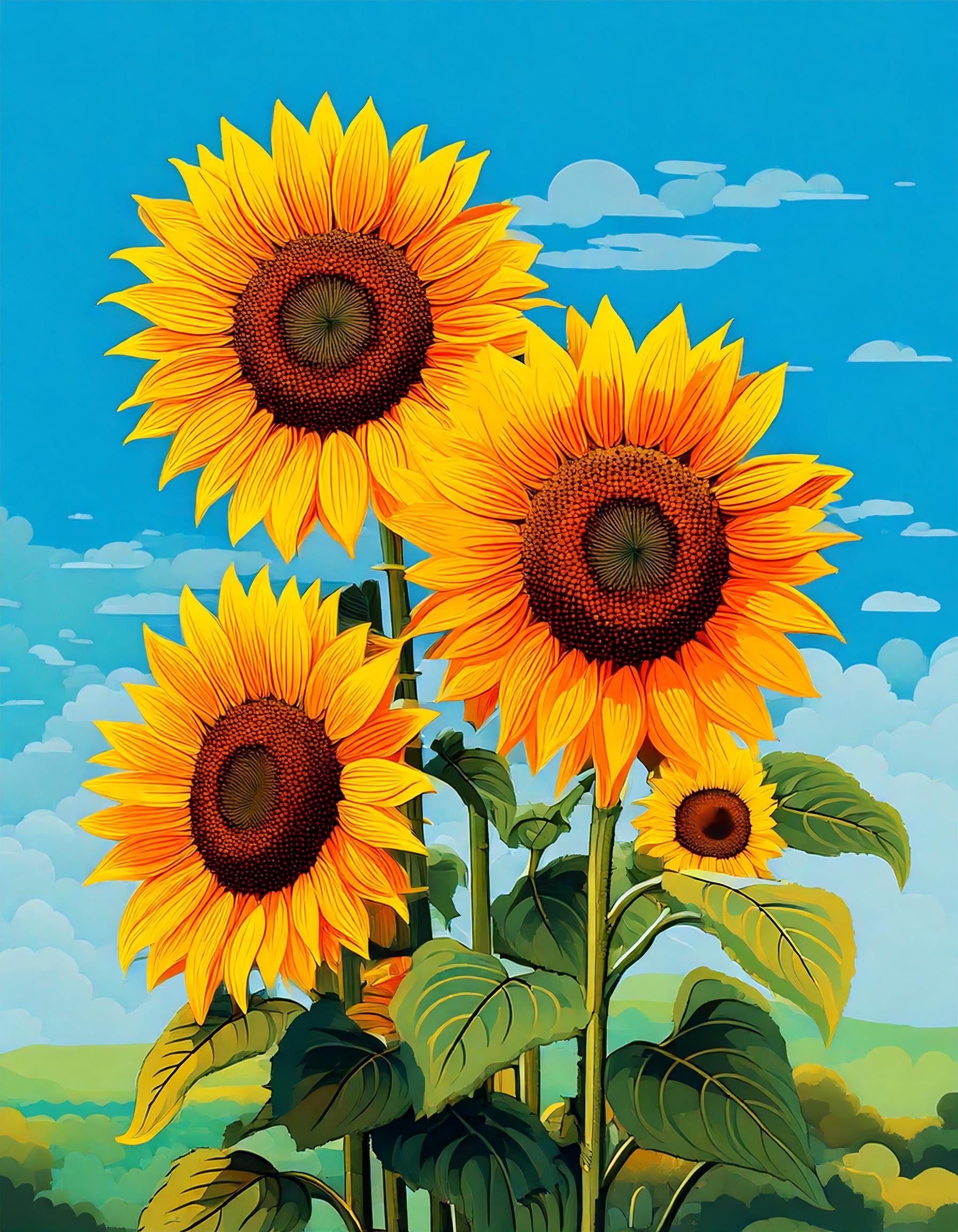 Malen nach Zahlen Sonnenblumen